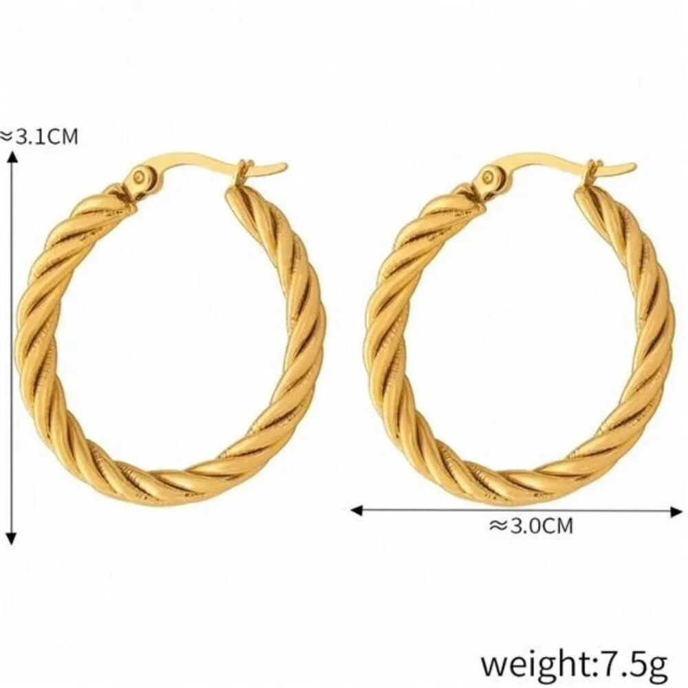 18K Gold-Plated Hoop Earrings - Picture 4 of 5